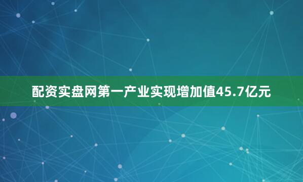 配资实盘网第一产业实现增加值45.7亿元